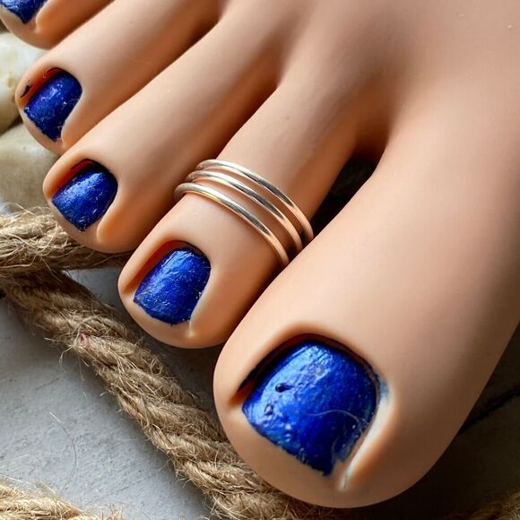 Triple Band Sterling Silver Toe Ring - Picture 2 of 5